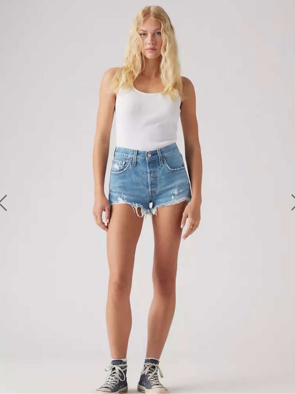 Levi's Light Blue Distressed High-Rise Jean Shorts